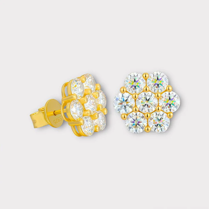 Moissanite Flower Earrings VVS LABS