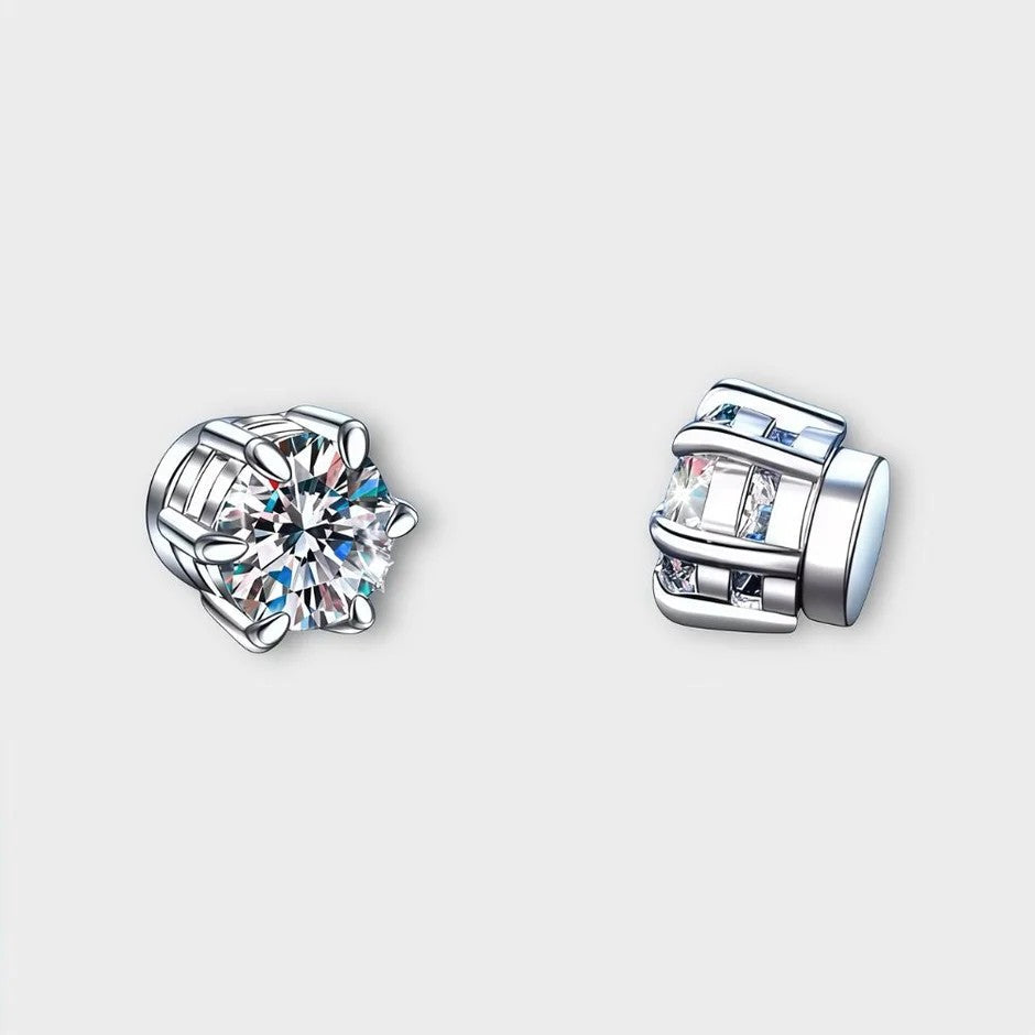 Moissanite Magnetic Stud Earrings 1 CT VVS LABS