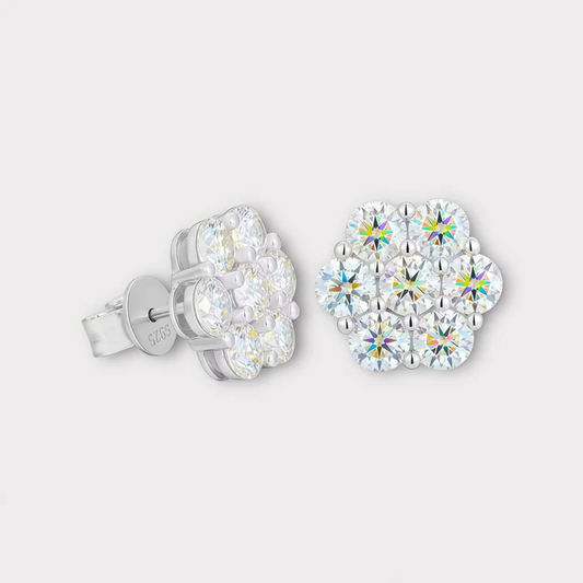 Moissanite Flower Earrings VVS LABS
