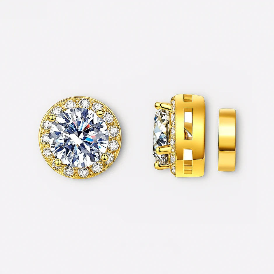 Moissanite Magnetic Halo Earrings 1CT VVS LABS