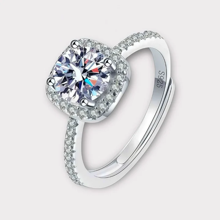 Moissanite Square Halo Ring VVS LABS