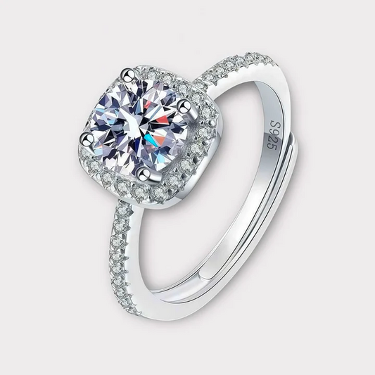 Moissanite Square Halo Ring VVS LABS