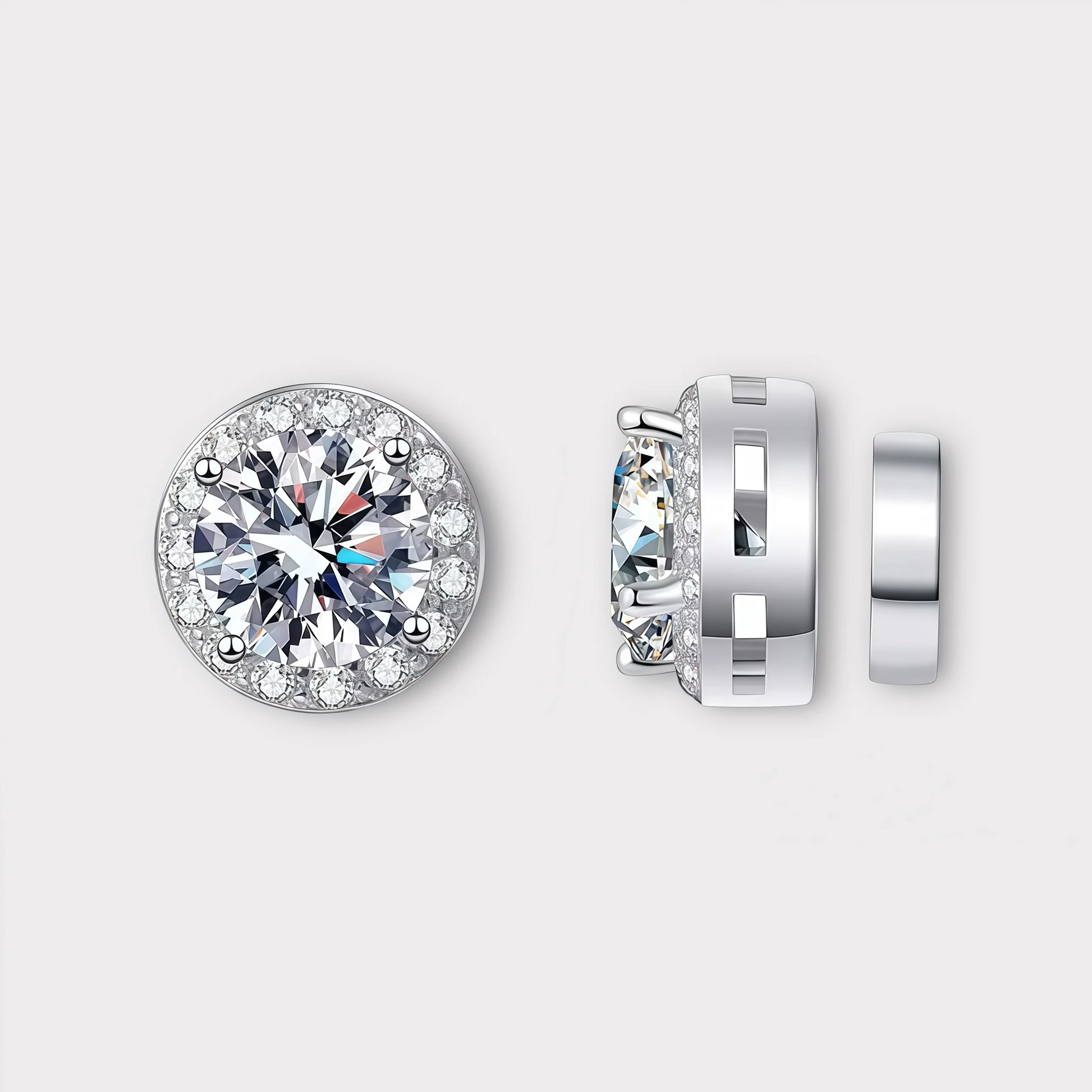 Moissanite Magnetic Halo Earrings 1CT VVS LABS