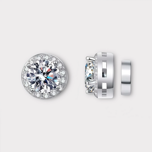 Moissanite Magnetic Halo Earrings 1CT VVS LABS