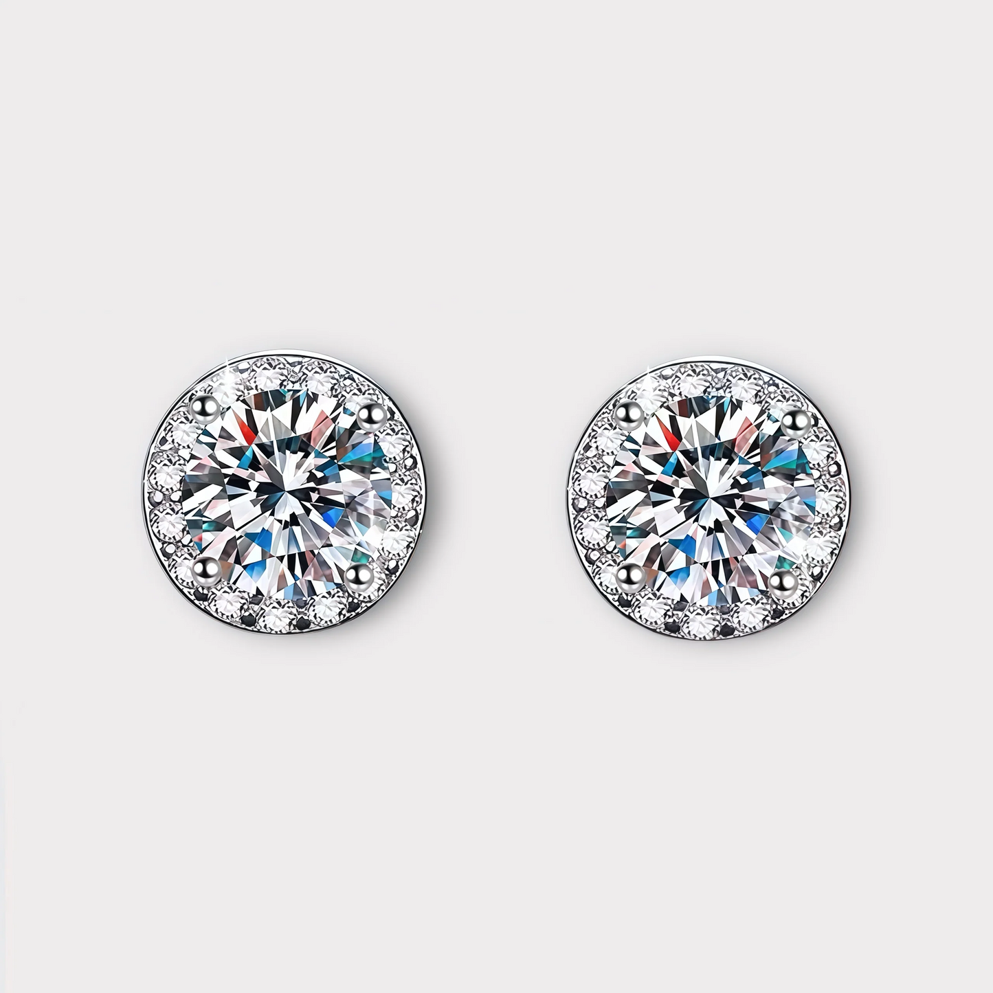 Moissanite Magnetic Halo Earrings 1CT VVS LABS