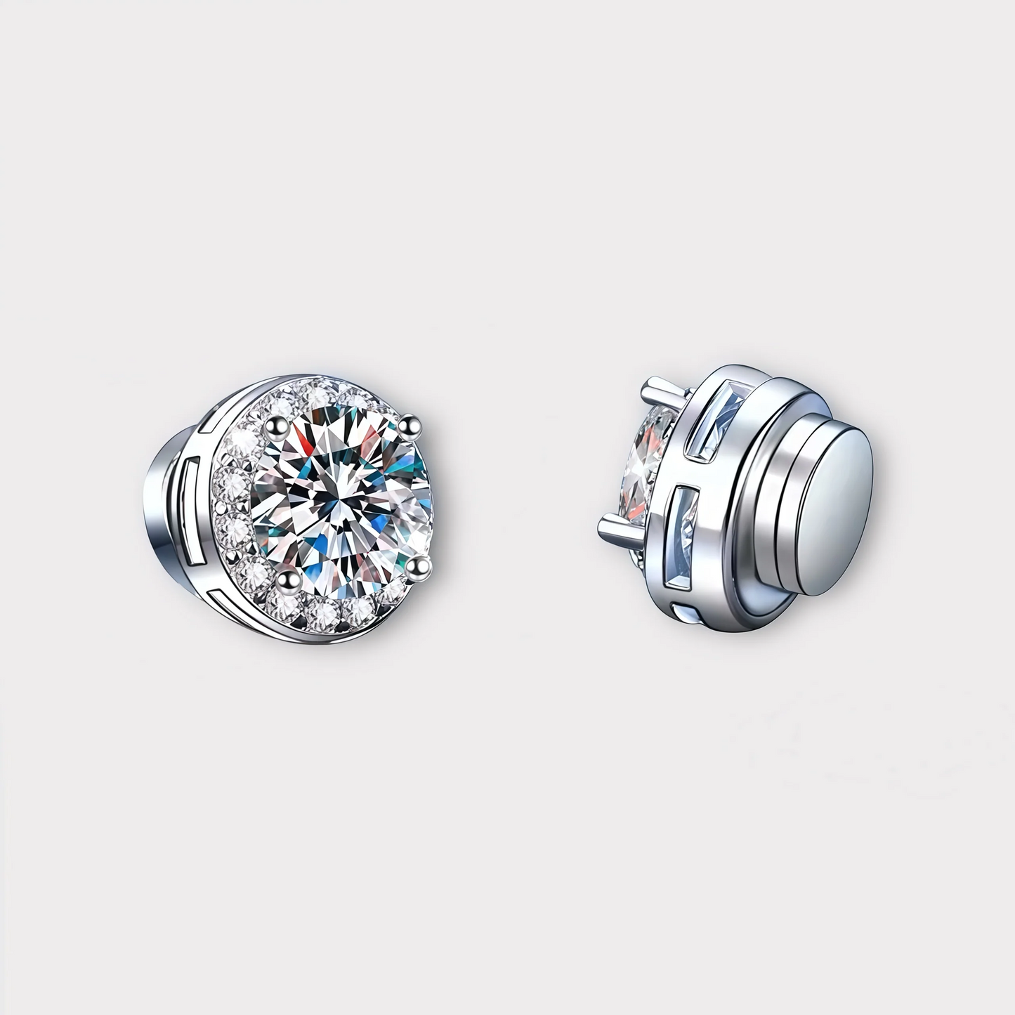 Moissanite Magnetic Halo Earrings 1CT VVS LABS