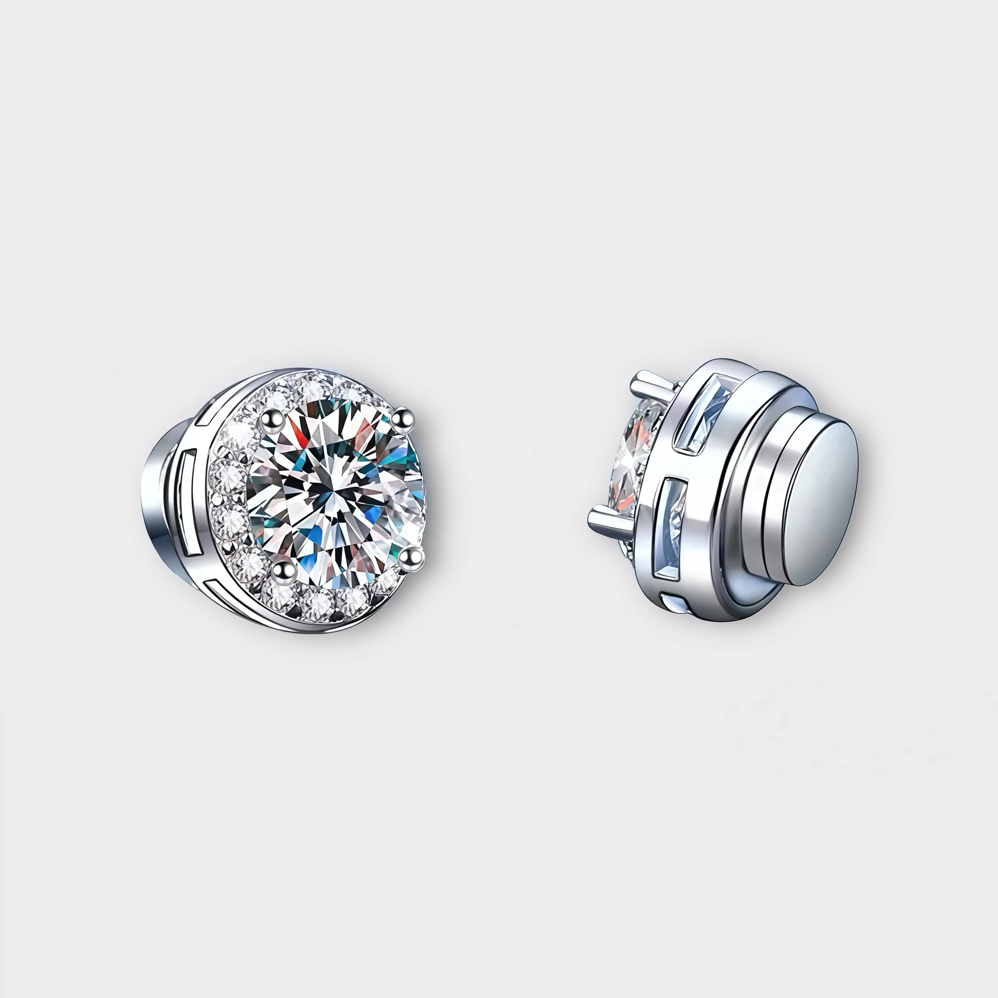 Moissanite Magnetic Halo Earrings 1CT VVS LABS